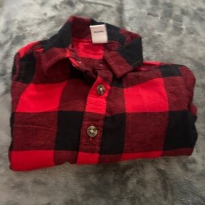 Red and Black Plaid Kids Shirt 3-6 months oldnavy